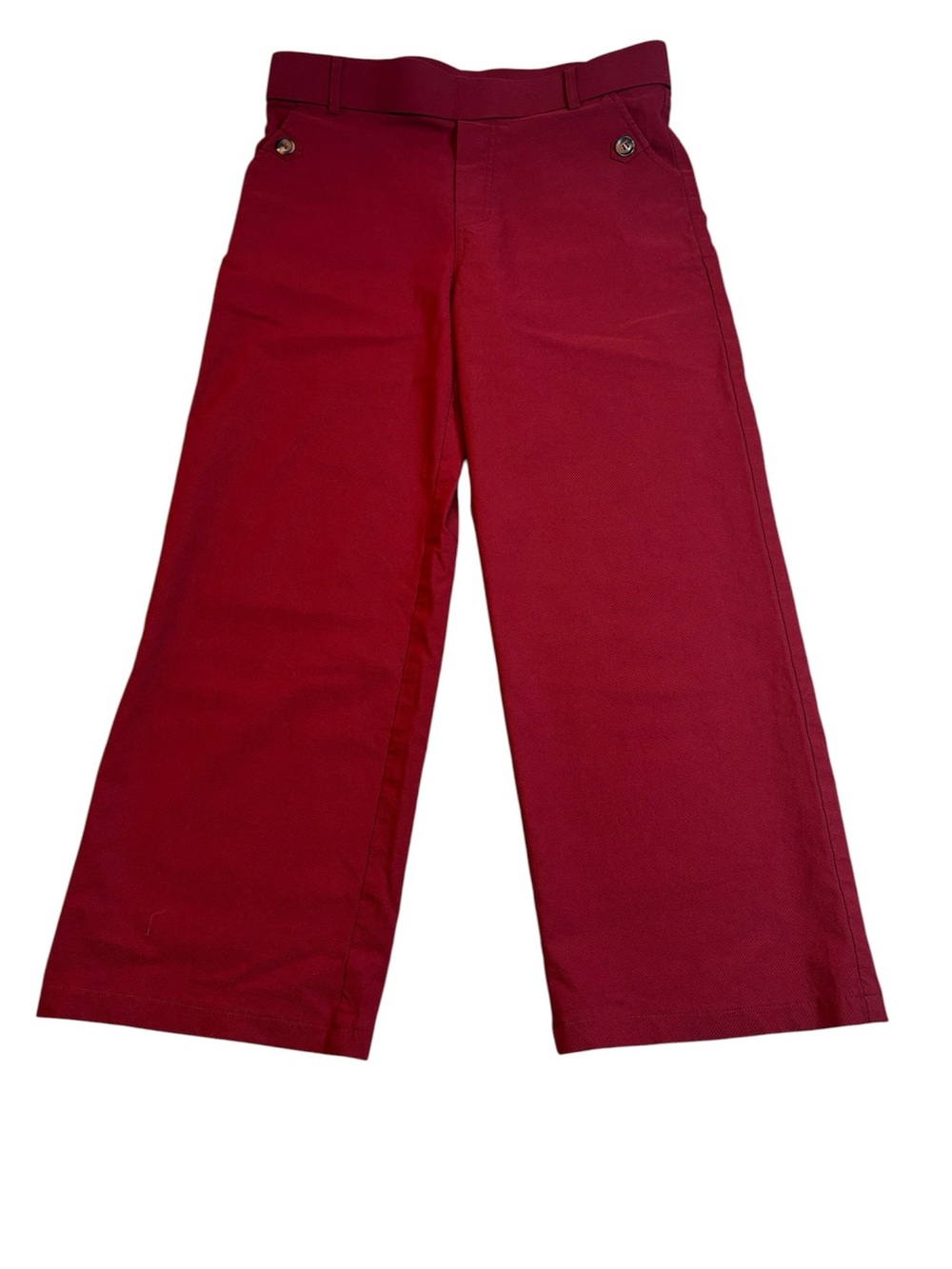 Red High Waisted Wide Leg Ankle Pants Medium | Pull-On Career Trousers
